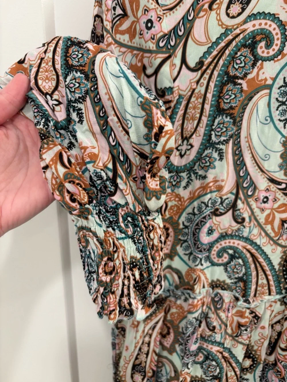 Anthropologie Cady Tiered Tunic Paisley Mock Neck Dress Size Small - Picture 6 of 16